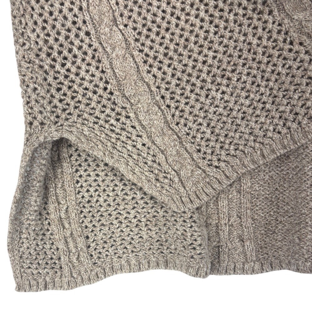 American Eagle Sweater Womens XS Cable Open Knit Cotton Wool Blend Taupe Boho - Picture 4 of 8